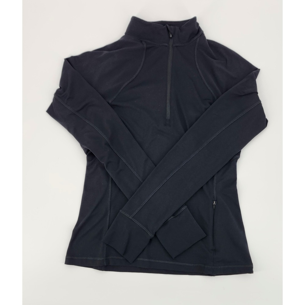 CRZ YOGA Quarter Zip Pullover Black Long Sleeve Thumbhole Activewear M 8 10